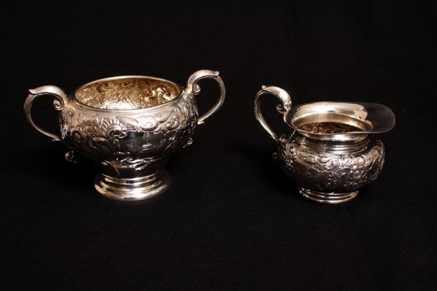 Antique English Silver Sugar Bowl & Cream Jug 1909 | Ref. no. 01887 | Regent Antiques