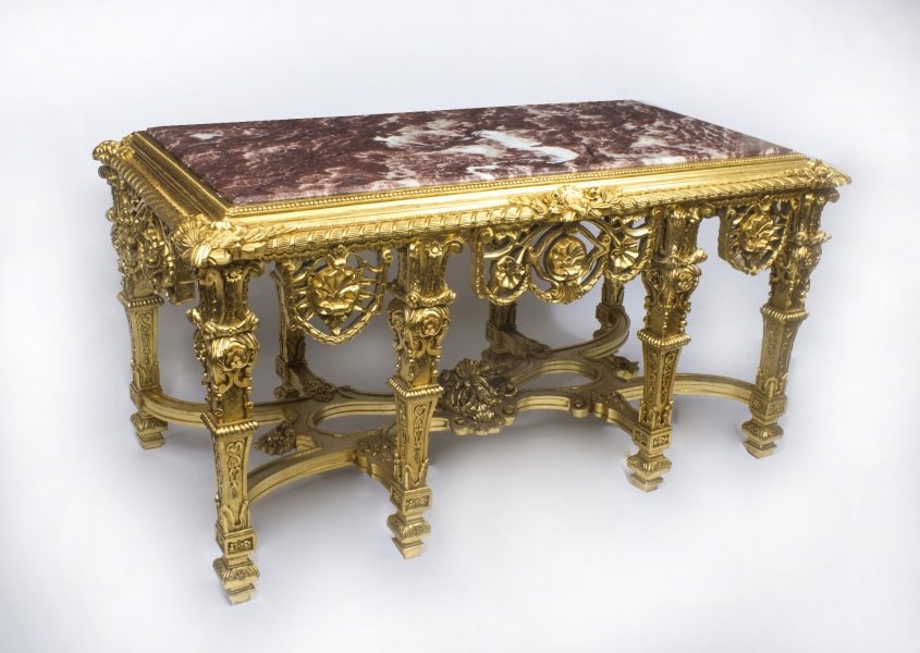 Large Carved Louis XV Giltwood & Marble Centre Table | Ref. no. 01900 | Regent Antiques