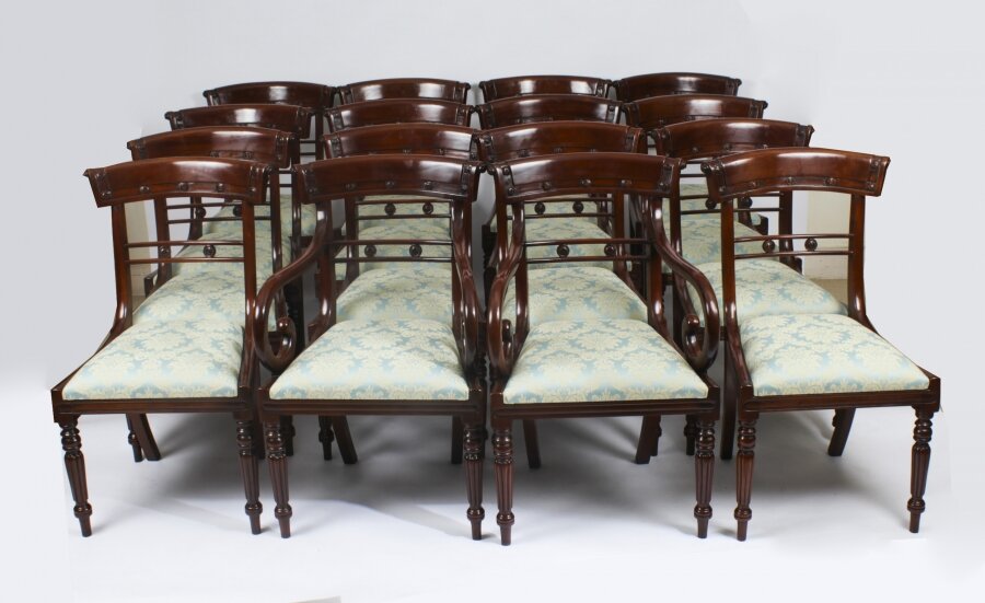 Vintage Set 16 English Regency Revival Bar Back Dining Chairs 20th C Vintage Set 16 English Regency Revival Bar Back Dining Chairs 20th C | Ref. no. 01968b | Regent Antiques