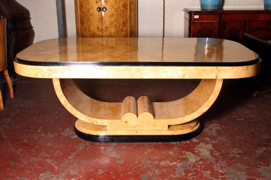 Large Art Deco Birdseye Maple Dining Table Seats 8 | Ref. no. 02012a | Regent Antiques
