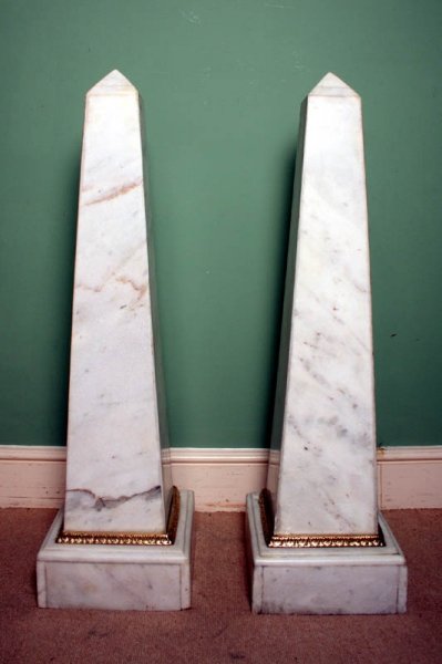 Stunning Pair Large Empire White Marble Obelisks | Ref. no. 02018a | Regent Antiques