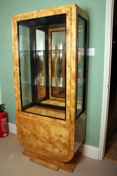 Stunning Art Deco Birdseye Maple Display Cabinet | Ref. no. 02020a | Regent Antiques