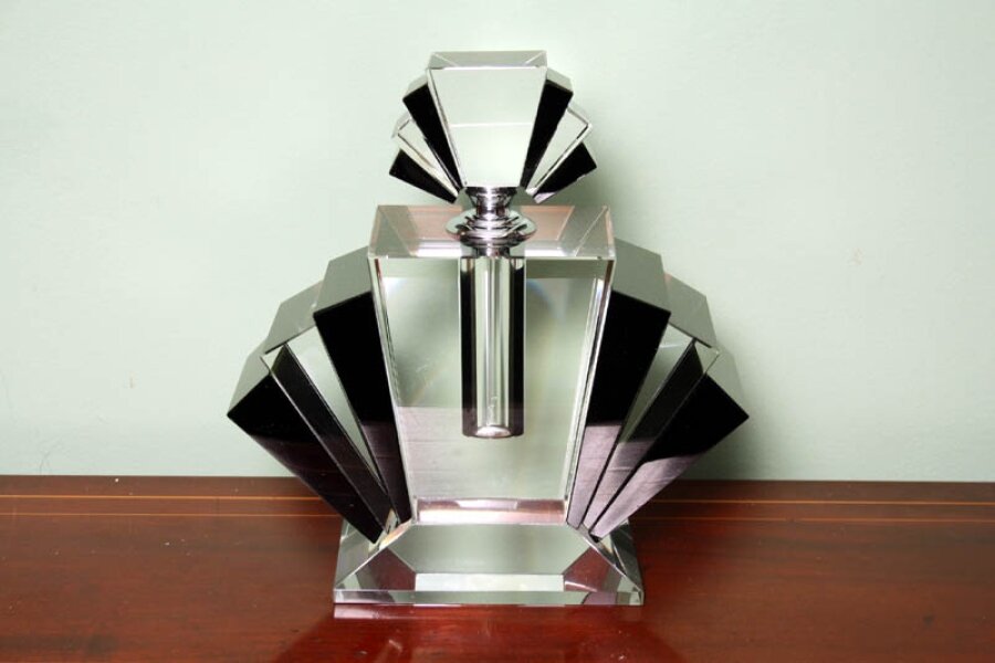 Huge Art Deco Style Clear  Black Crystal Perfume Bottle | Ref. no. 02069 | Regent Antiques