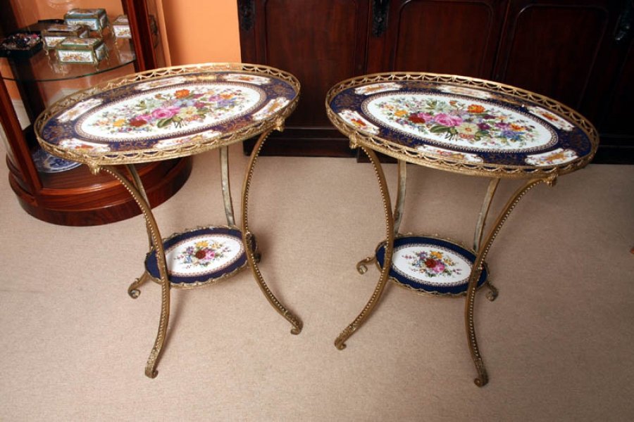 Unusual Pair Sevres Style Porcelain Ormolu Side Tables | Ref. no. 02074 | Regent Antiques