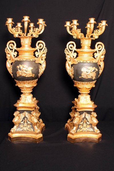 Huge Pair Russian Gilt Bronze Empire Style Candelabras | Ref. no. 02075 | Regent Antiques