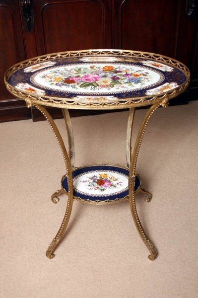 Unusual Oval Sevres Style Porcelain & Ormolu  SideTable | Ref. no. 02076 | Regent Antiques