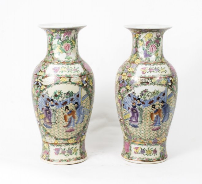 Beautiful Pair Chinese Canton Porcelain Vases  20th Century | Ref. no. 02100 | Regent Antiques