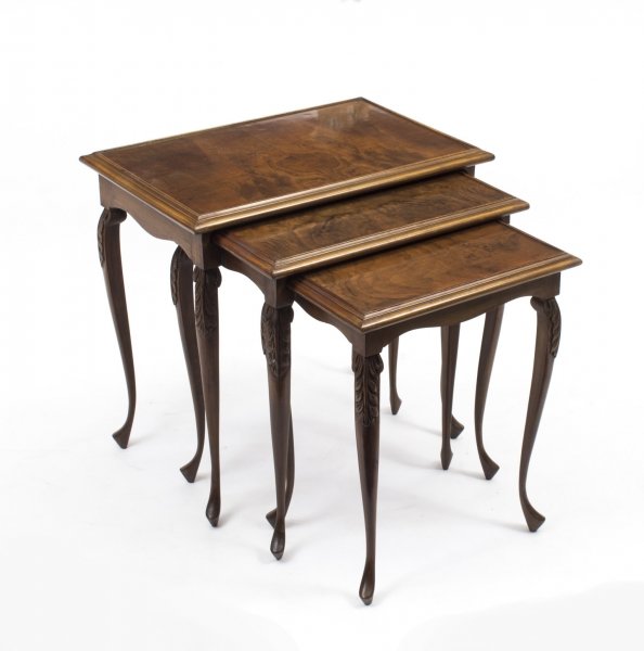 Stunning Vintage  Burr Walnut Nest of Three Tables | Ref. no. 02147 | Regent Antiques