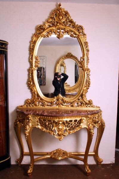 Ornate French Louis XV Giltwood Console Table & Mirror | Ref. no. 02152 | Regent Antiques
