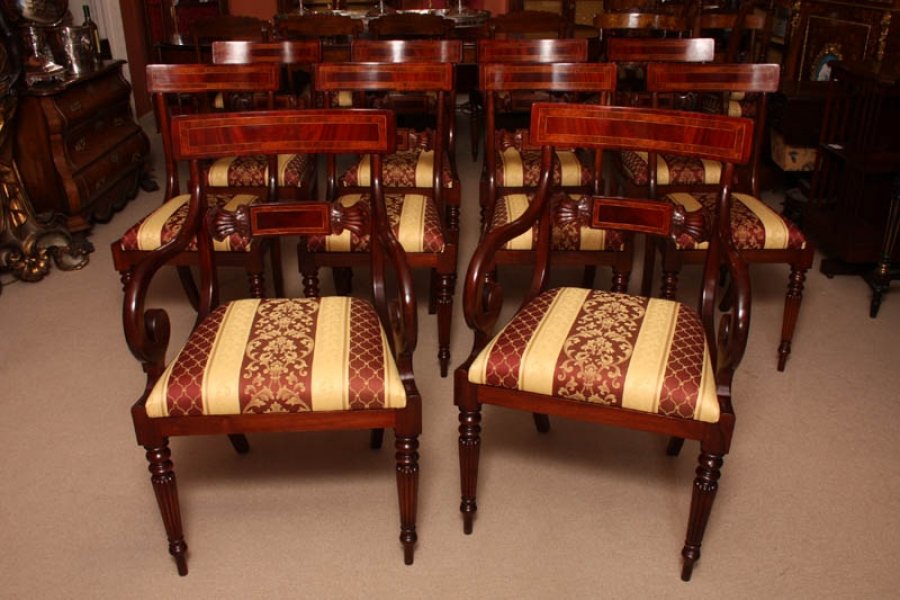 Splendid Set of 10 Regency Style Dining Chairs Armchairs | Ref. no. 02177 | Regent Antiques