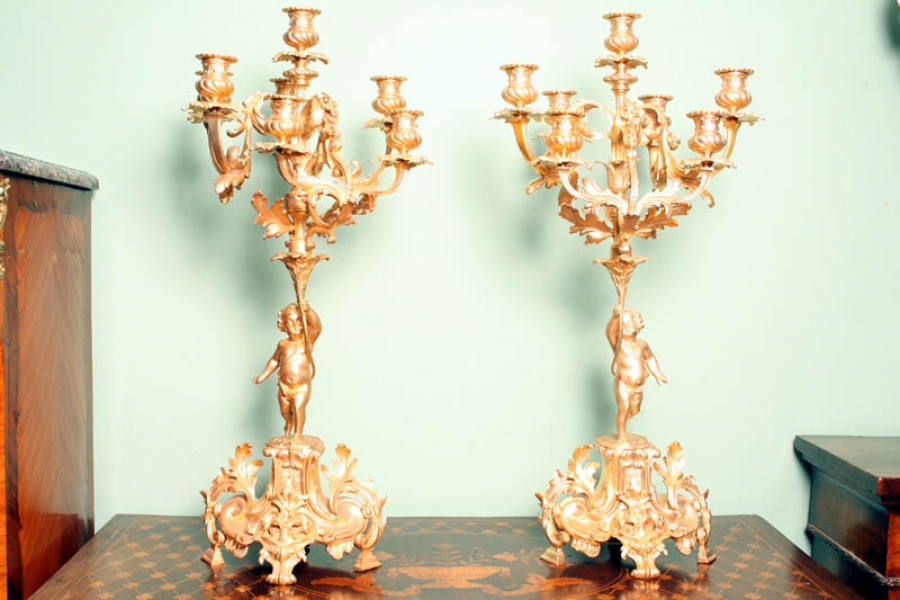 Pair Large Rococo Gilded Bronze Candelabras | Ref. no. 02188 | Regent Antiques