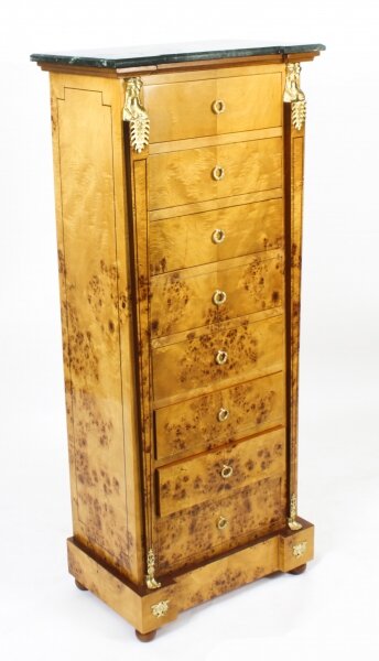 Vintage Empire Revival Burr Maple Tall Chest 20th C | Ref. no. 02209 | Regent Antiques