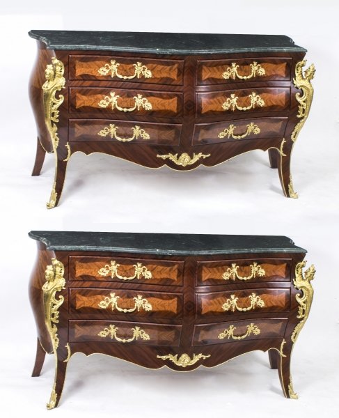 Huge Pair Louis Revival Walnut Kingwood Commodes Chests | Ref. no. 02330 | Regent Antiques