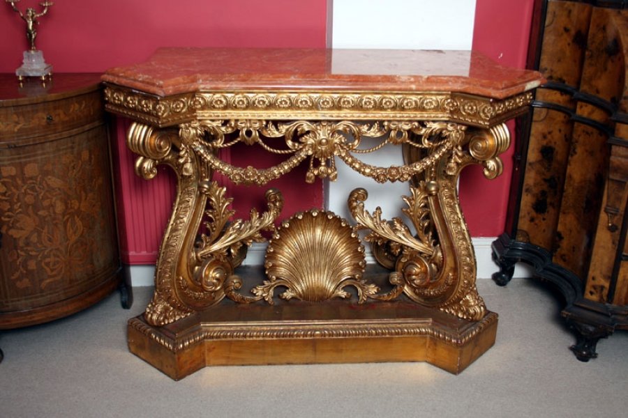Pair Fantastic Italian Giltwood Console Tables Marble | Ref. no. 02431 | Regent Antiques