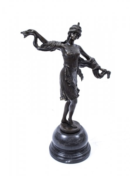 Bronze Deco Statue Turkish Dancing Girl With Scarf | Ref. no. 02467 | Regent Antiques