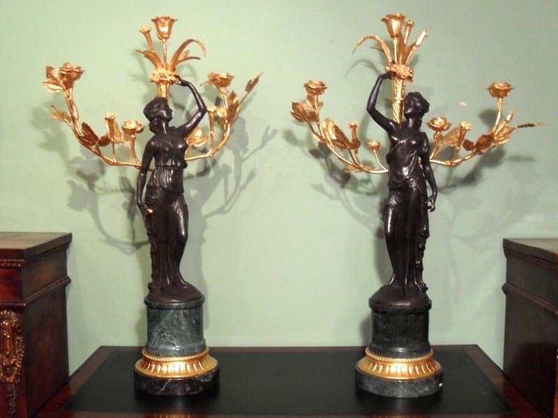Pair Large Empire Bronze & Gilded Bronze Candelabras | Ref. no. 02523 | Regent Antiques