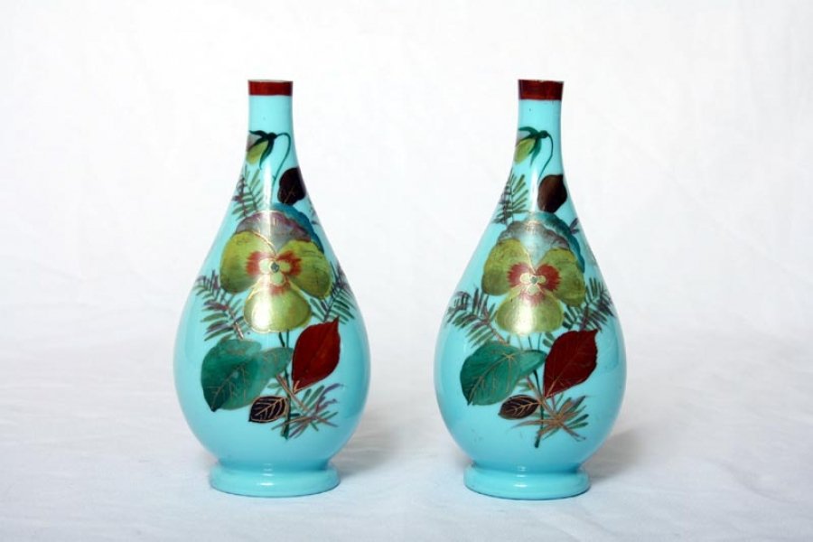 Antique Pair Blue Opaline Glass Vases | Ref. no. 02524 | Regent Antiques