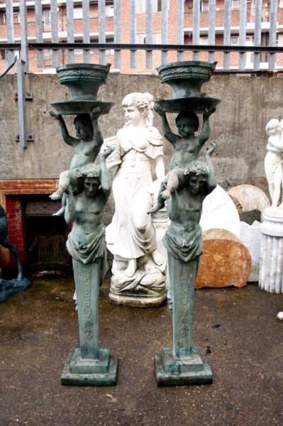 Huge Pair Bronze Classical Jardiniere Stand Statues | Ref. no. 02578a | Regent Antiques