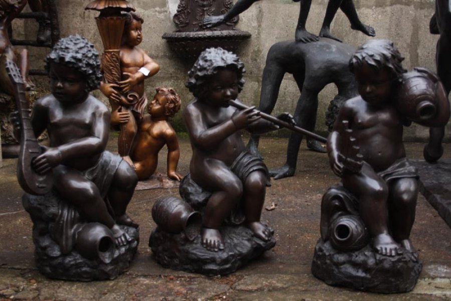 Set 3 Bronze Cherub Musicians Statues Fountains | Ref. no. 02581 | Regent Antiques