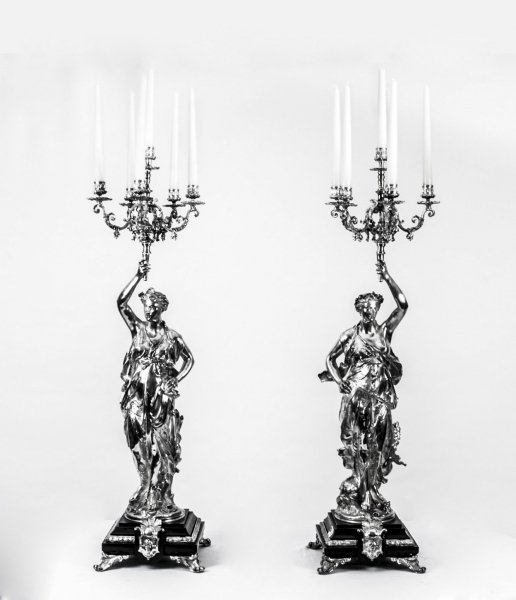 Stunning Pair Silvered Bronze Candelabra Gregoire | Ref. no. 02625 | Regent Antiques
