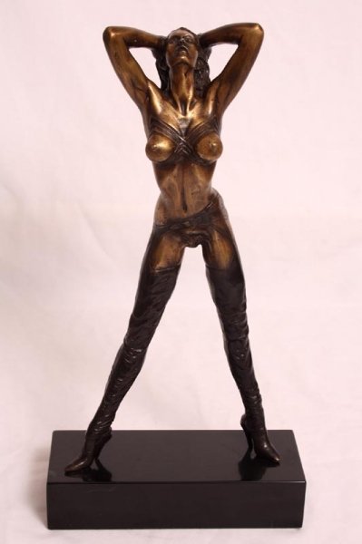 Erotic Bronze Sculpture of Nude Lady Thigh High Boots | Ref. no. 02689 | Regent Antiques