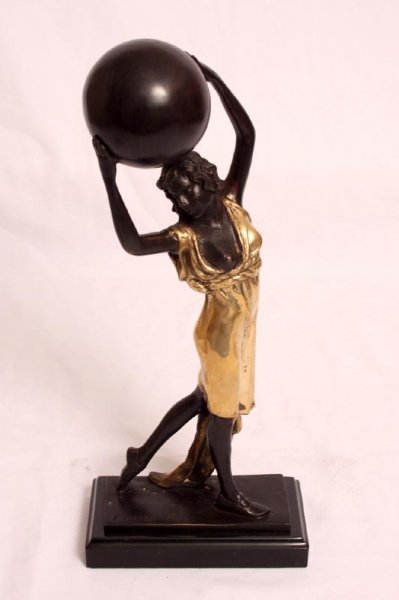 Gold Female Dancer With Ball Bronze Sculpture Preiss | Ref. no. 02690 | Regent Antiques