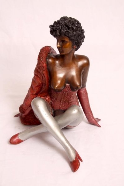 Stunning Bronze Erotic Female Dancer in Pink Sculpture | Ref. no. 02691 | Regent Antiques