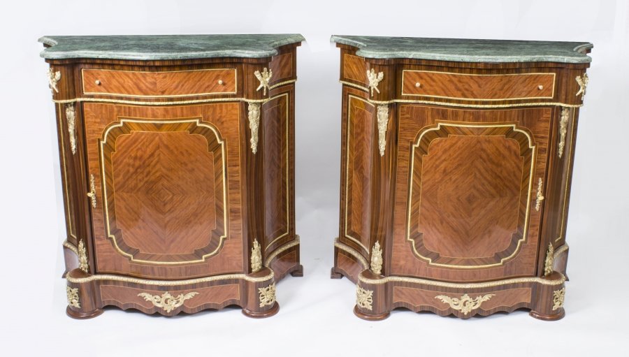 Beautiful Pair Mahogany & Rosewood Serpentine Cabinets | Ref. no. 02722 | Regent Antiques