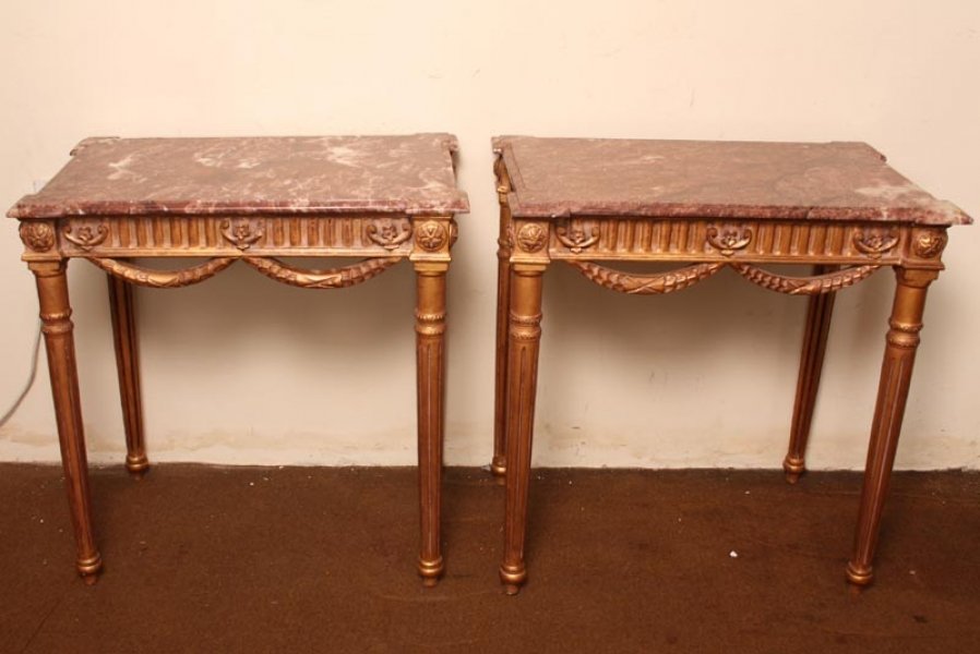 Pair French Giltwood Empire Marble Side Tables | Ref. no. 02724 | Regent Antiques