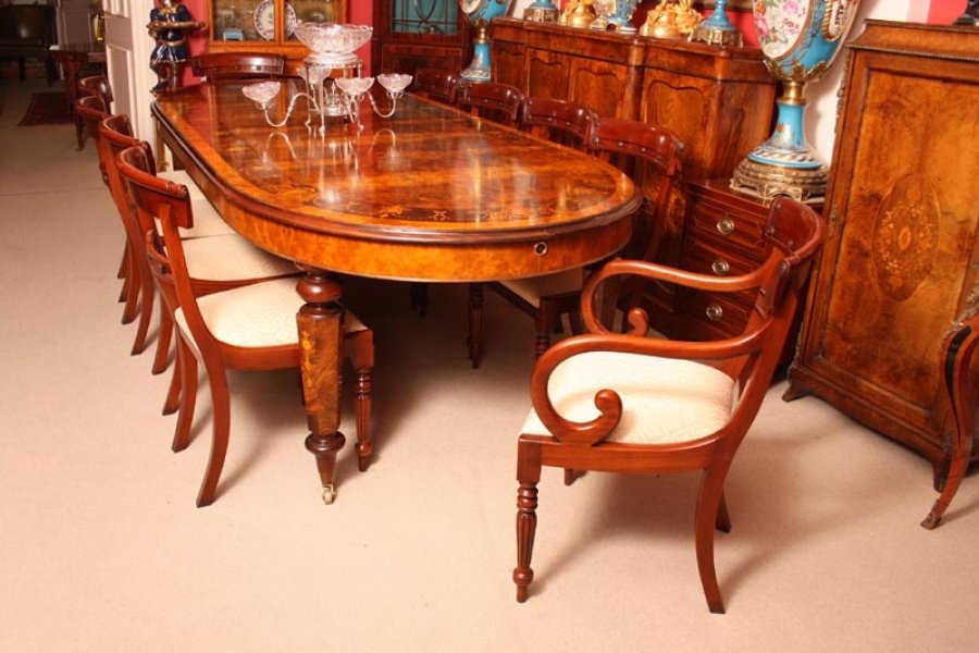Victorian Burr Walnut Dining Table 10 Regency Chairs | Ref. no. 02819 | Regent Antiques