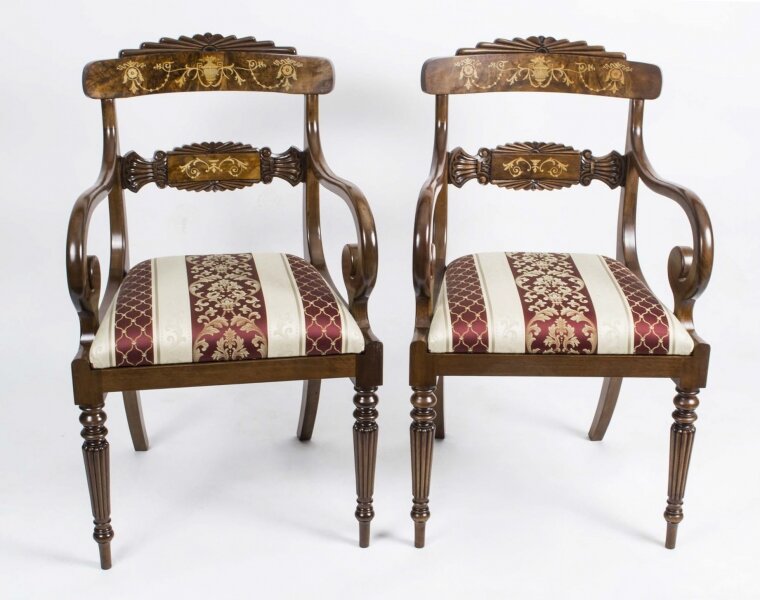 Stunning Pair English Regency Style Inlaid Armchairs | Ref. no. 02826 | Regent Antiques