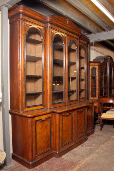 Antique Victorian Burr Walnut Breakfront Bookcase c1870 | Ref. no. 02858 | Regent Antiques