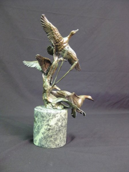 Stunning Bronze Sculpture of Three Wild Geese Birds | Ref. no. 02891 | Regent Antiques