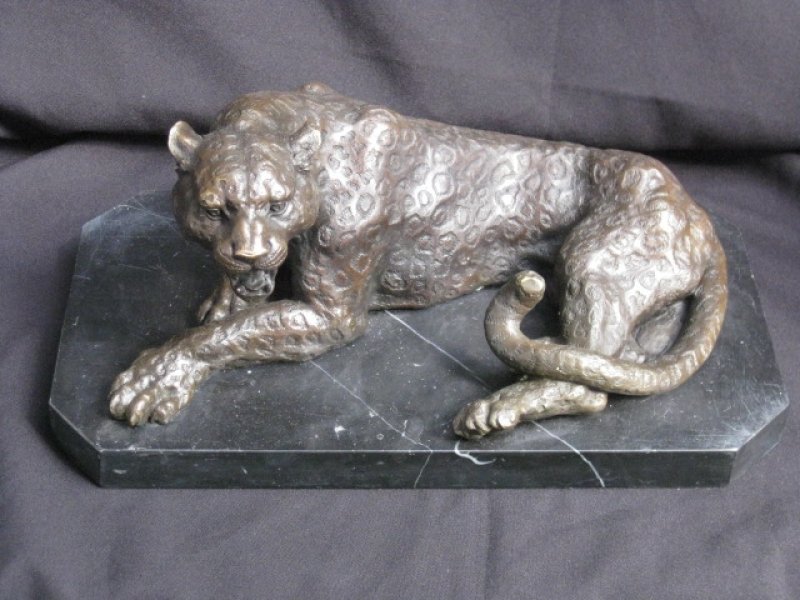 Stunning Bronze Sculpture Leopard Marble Base | Ref. no. 02894 | Regent Antiques
