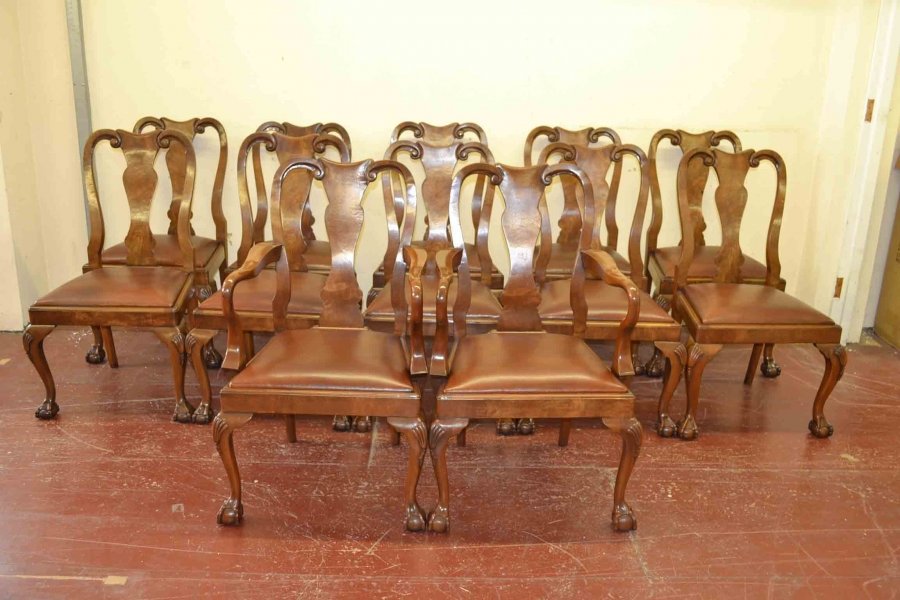 Stunning Set 12 Vintage Walnut Queen Anne Chairs | Ref. no. 02964 | Regent Antiques