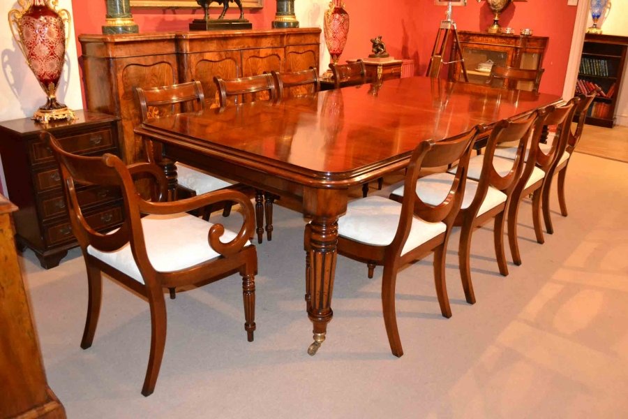 English Regency Dining Table & 10 Regency Drape Chairs | Ref. no. 02972c | Regent Antiques