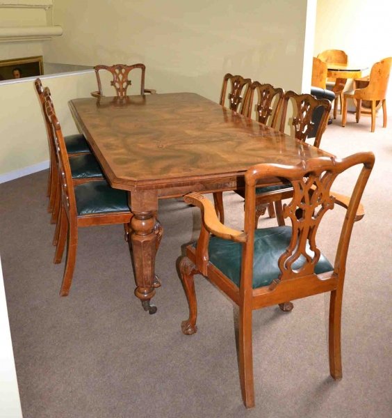 Antique Victorian Burr Walnut Dining Table & 8 Chairs | Ref. no. 03040 | Regent Antiques