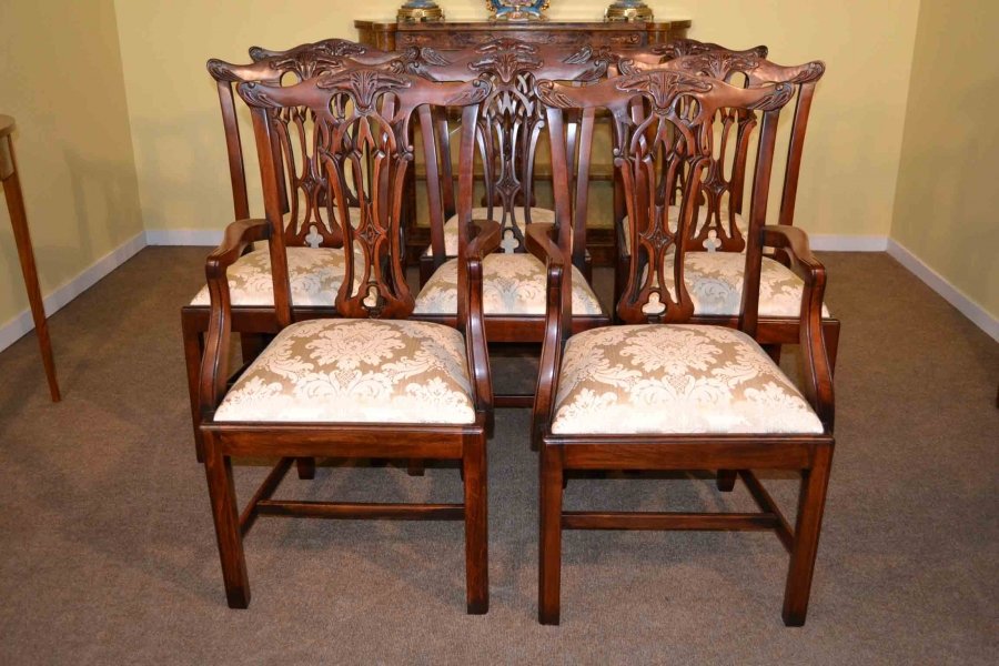 8 (6 & 2) Vintage Mahogany Chippendale  Dining Chairs | Ref. no. 03044 | Regent Antiques