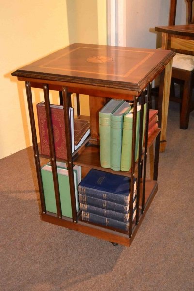 Beautiful Flame Mahogany and Inlaid Revolving Bookcase | Ref. no. 03048 | Regent Antiques