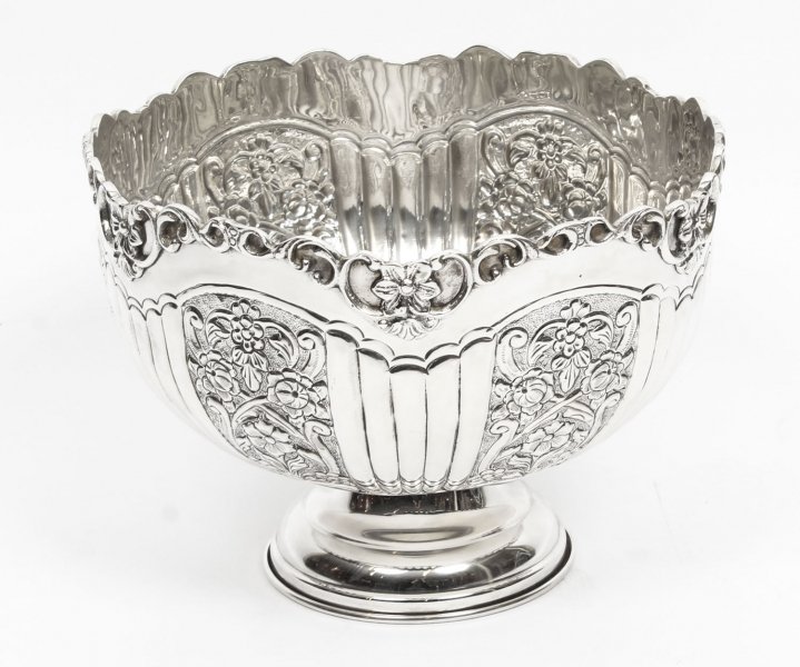 Vintage  Silver Plated Embossed Cooler Punch Bowl 20th C | Ref. no. 03156 | Regent Antiques