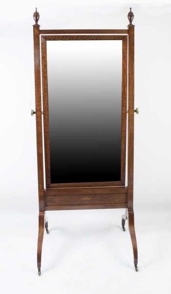 Antique Edwardian Mahogany Inlaid Cheval Mirror c.1900 | Ref. no. 03203 | Regent Antiques