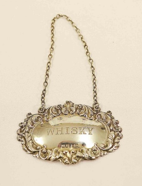 Sterling Silver Whiskey Drink Label Lovely Gift for Him | Ref. no. 03230 | Regent Antiques