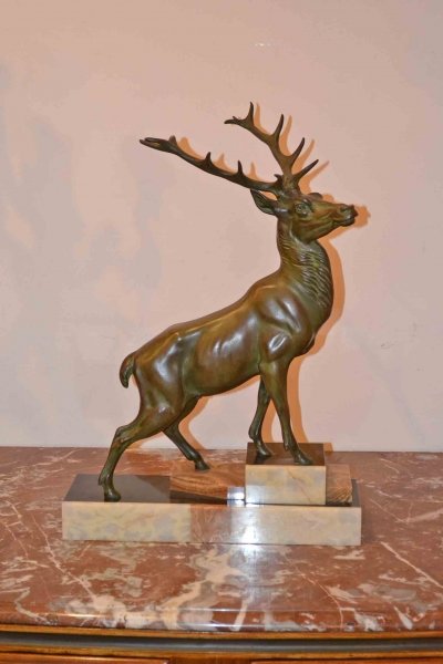 Antique Art Deco Emperor Stag on Marble Base C 1920 | Ref. no. 03265 | Regent Antiques