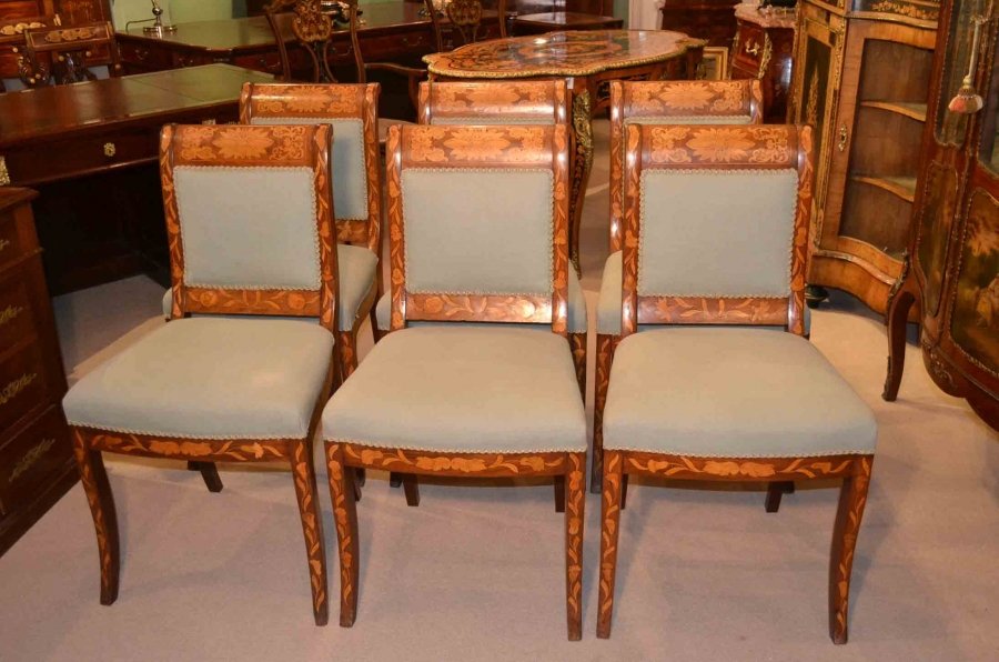 Antique Dutch Marquetry Chairs c.1820- set of 6 | Ref. no. 03302 | Regent Antiques