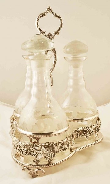 Stunning Set 3 Silver Plated Decanters & Tantalus | Ref. no. 03318 | Regent Antiques