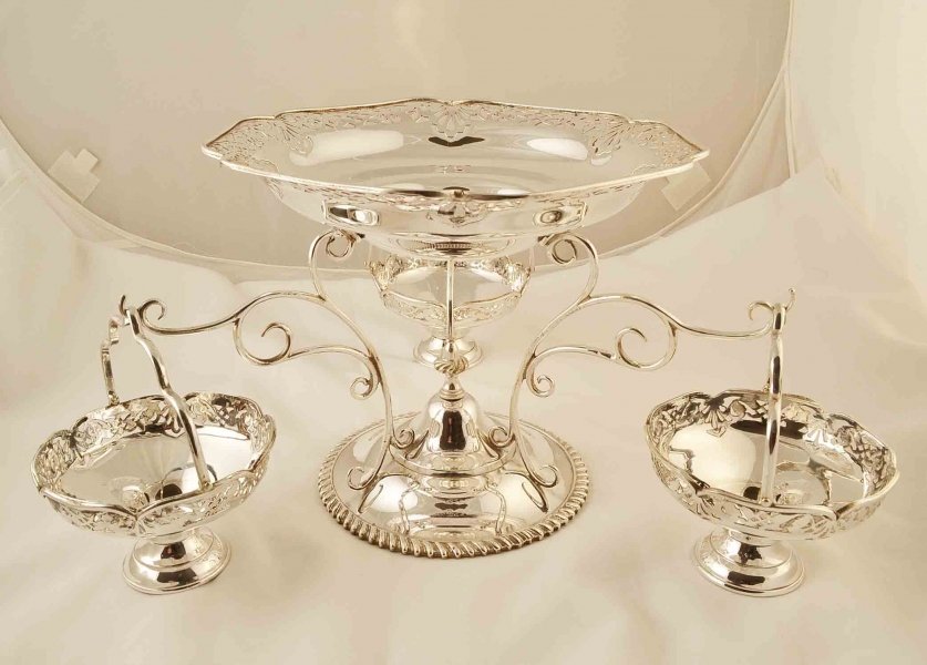 Magnificent Silver Plated Epergne Centrepiece 3 Baskets | Ref. no. 03320 | Regent Antiques