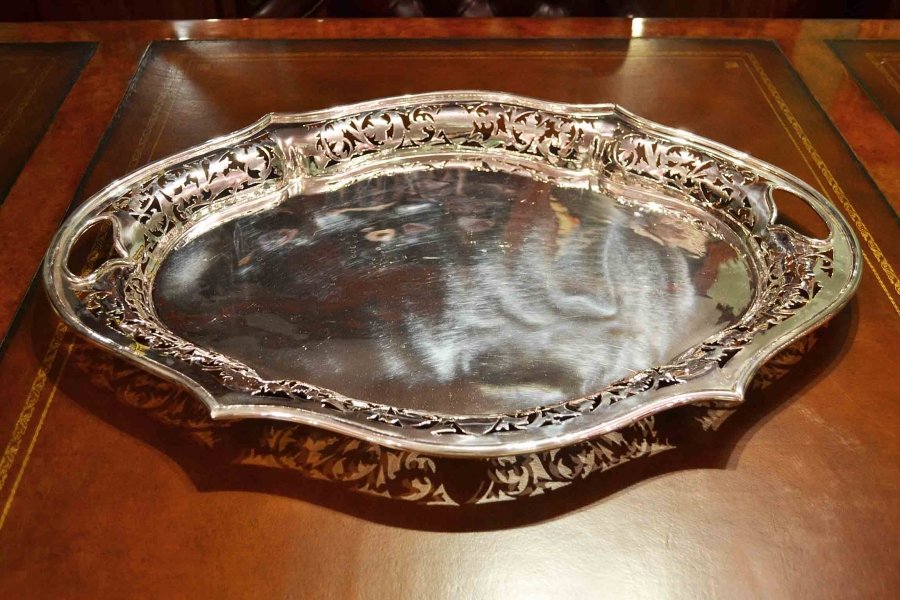 Superb Silver Plated Gallery Tray Pierced Decoration | Ref. no. 03323 | Regent Antiques