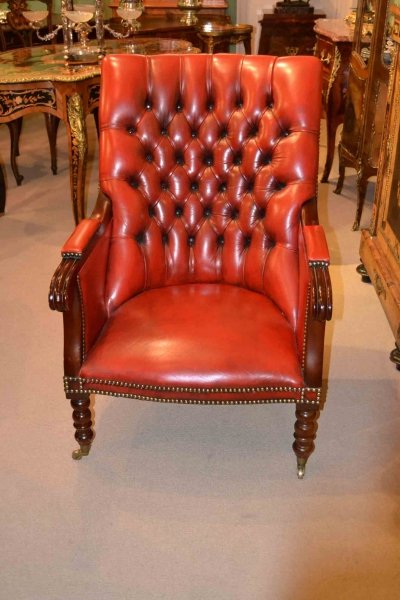 Vintage English Mahogany & Red Leather Armchair C 1960 | Ref. no. 03367 | Regent Antiques