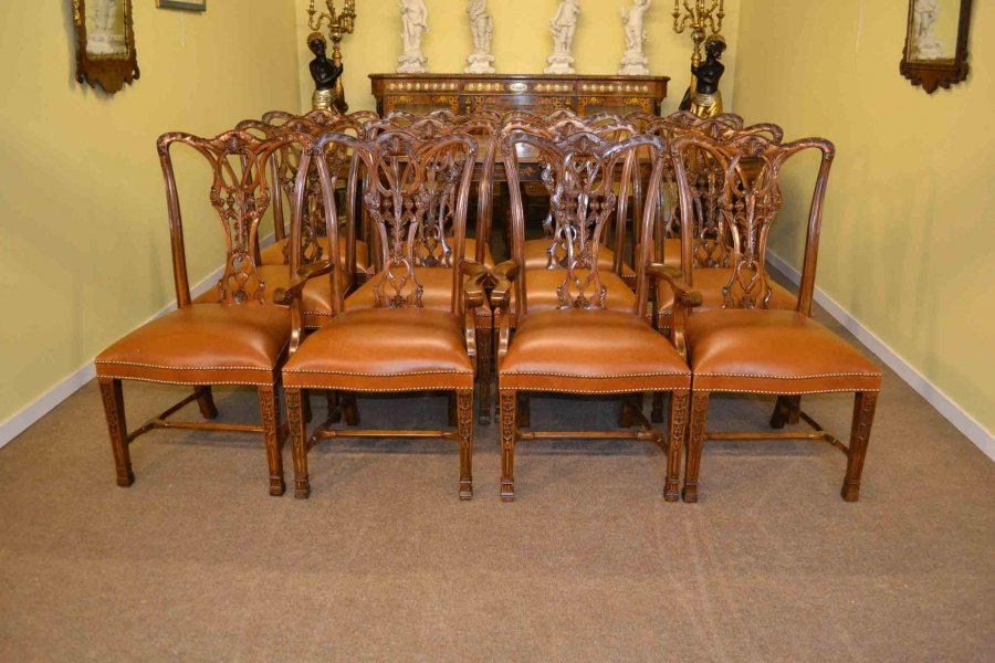 Elegant Set of 12 Beautiful Chippendale Dining Chairs | Ref. no. 03377 | Regent Antiques