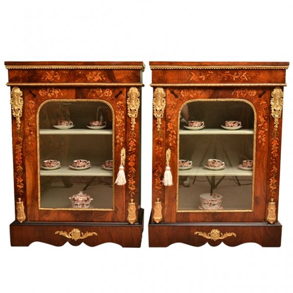 Antique Pair Victorian Marquetry Pier Cabinets c.1860 | Ref. no. 03460 | Regent Antiques